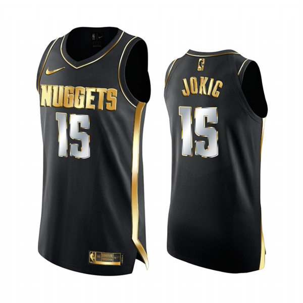 Mens Denver Nuggets #15 Nikola Jokic 2021 Nike Black Golden Edition Limited Jersey