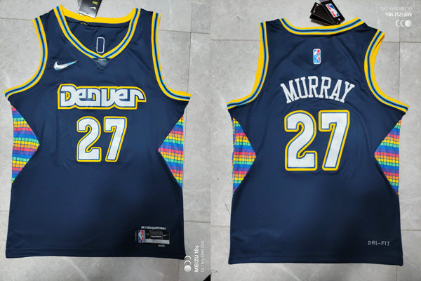 Mens Denver Nuggets #27 Jamal Murray Navy 2021-22 NBA75th City Edition Jersey 