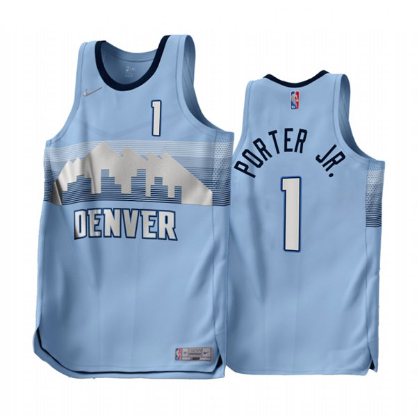 Mens Denver Nuggets #1 Michael Porter Jr. Blue 2022-23 Earned Edition Swingman Jersey