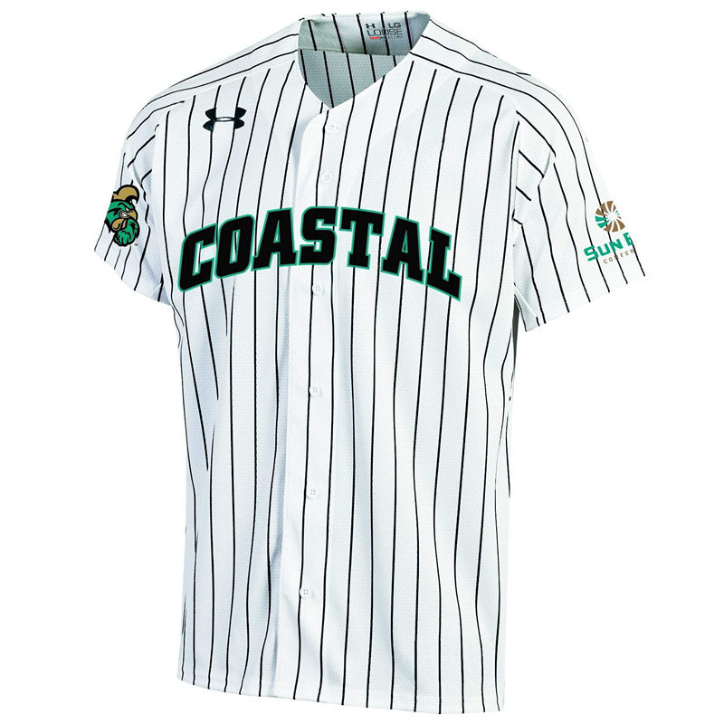 Mens Youth Coastal Carolina Chanticleers Blank White Pinstripe College Baseball Game Jersey