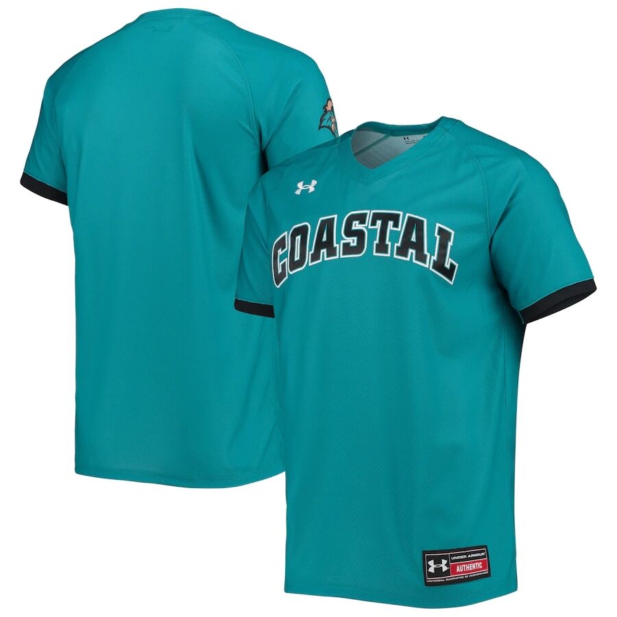 Mens Youth Coastal Carolina Chanticleers Blank Teal Pullover College Baseball Game Jersey