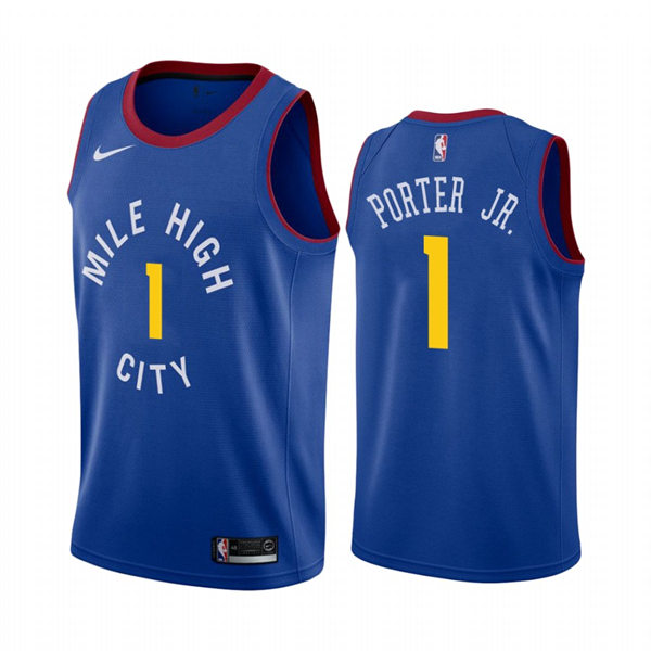 Mens Denver Nuggets #1 Michael Porter Jr. Blue Statement Edition Jersey