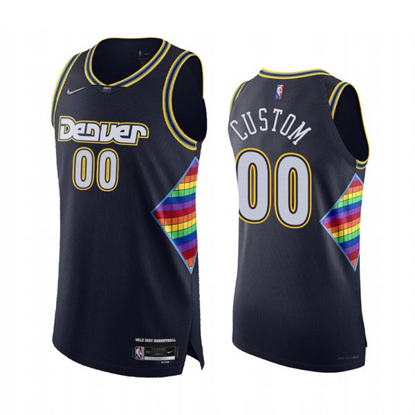 Mens Youth Denver Nuggets Custom Diamond Nike Navy 2021-22 NBA75Th City Edition Jersey