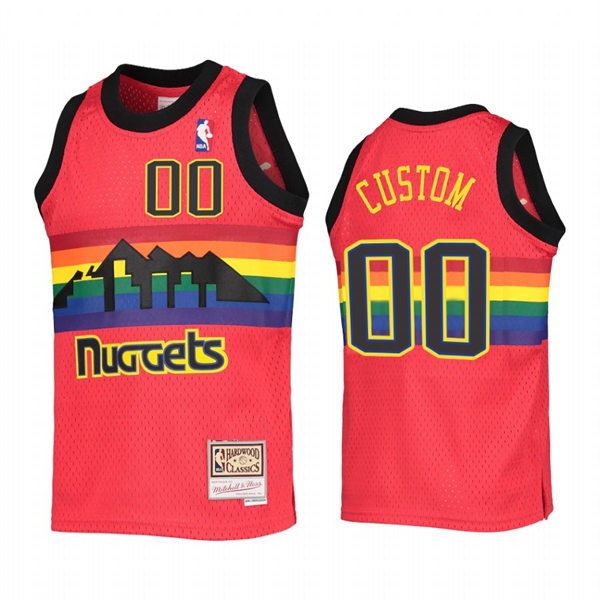 Mens Youth Denver Nuggets Custom Mitchell & Ness Red 1991-92 Reload Hardwood Classics Jersey