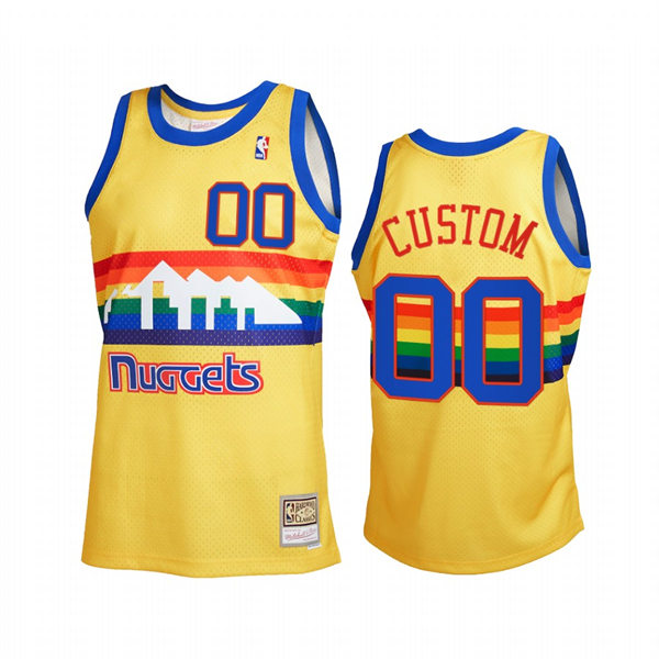 Mens Youth Denver Nuggets Custom Gold Reload 2.0 Hardwood Classics Jersey