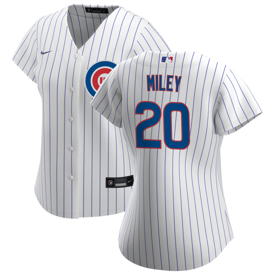 Womens Chicago Cubs #20 Wade Miley Nike Home White Cool Base Jersey