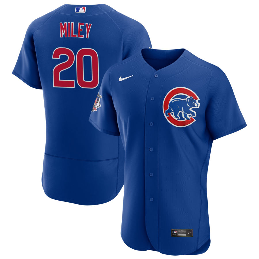 Mens Chicago Cubs #20 Wade Miley Nike Royal Alternate FlexBase Player Jersey