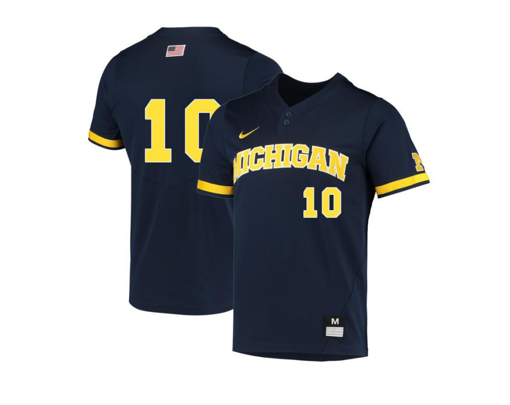 Mens Youth Michigan Wolverines #10 Blake Nelson Nike 2022 Navy two-Button Pullover College Baseball Game Jersey