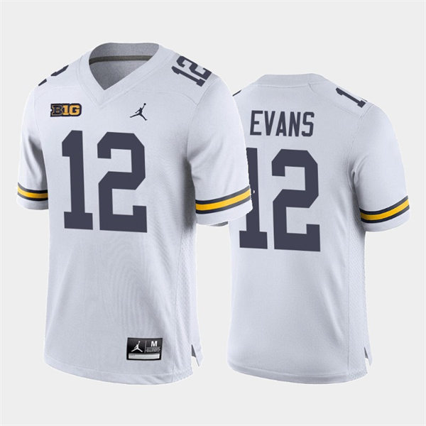 Mens Michigan Wolverines #12 Chris Evans College Football Game Jersey White 