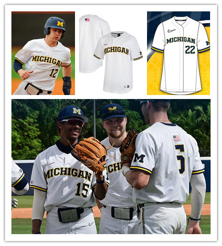 Mens Youth Michigan Wolverines Custom 2022 Diamond Nike White two-Button Pullover College Baseball Game Jersey
