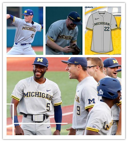 Mens Youth Michigan Wolverines Custom 2022 Diamond Nike Grey two-Button Pullover College Baseball Game Jersey