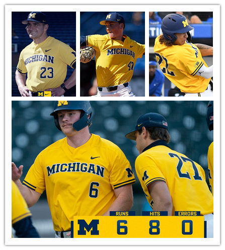 Mens Youth Michigan Wolverines Custom Nike Maize two-Button Pullover College Baseball Game Jersey
