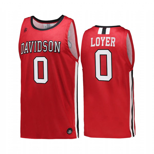 Mens Youth Davidson Wildcats #0 Foster Loyer Red 2022-23 College Basketball Game Jersey