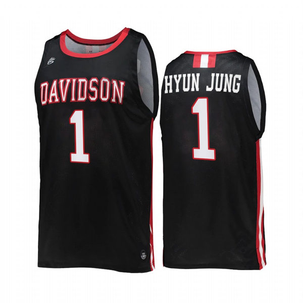 Mens Youth Davidson Wildcats #1 Lee Hyun-jung Black 2022-23 College Basketball Game Jersey
