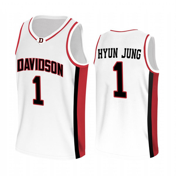 Mens Youth Davidson Wildcats #1 Lee Hyun-jung White 2022-23 College Basketball Game Jersey