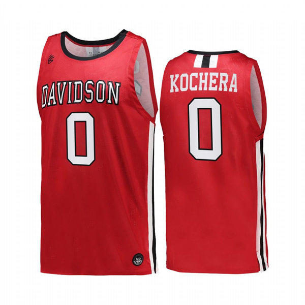 Mens Youth Davidson Wildcats #0 Connor Kochera Red 2022-23 College Basketball Game Jersey