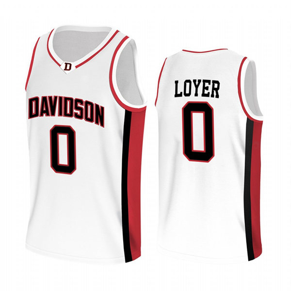 Mens Youth Davidson Wildcats #0 Foster Loyer White 2022-23 College Basketball Game Jersey