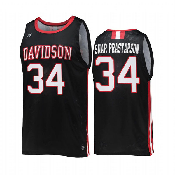 Mens Youth Davidson Wildcats #34 Styrmir Snar Prastarson Black 2022-23 College Basketball Game Jersey