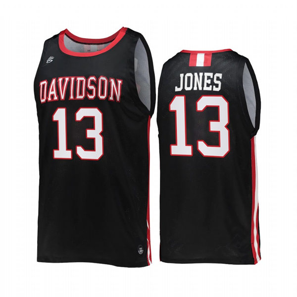 Mens Youth Davidson Wildcats #13 Mike Jones Black 2022-23 College Basketball Game Jersey