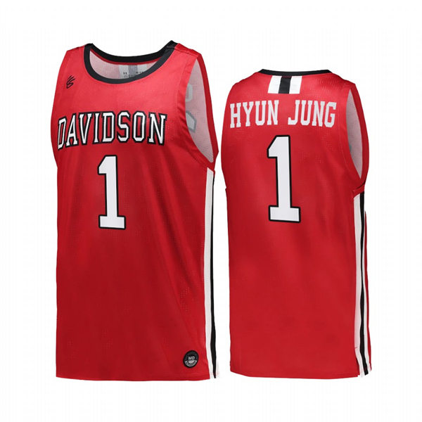 Mens Youth Davidson Wildcats #1 Lee Hyun-jung Red 2022-23 College Basketball Game Jersey