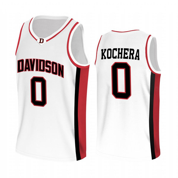 Mens Youth Davidson Wildcats #0 Connor Kochera White 2022-23 College Basketball Game Jersey