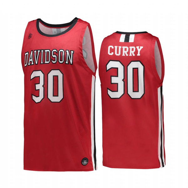 Mens Youth Davidson Wildcats #30 Stephen Curry Red 2022-23 College Basketball Game Jersey