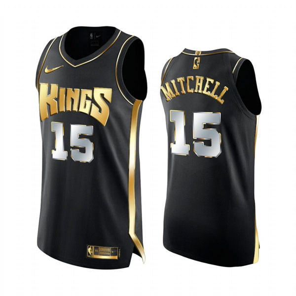 Mens Sacramento Kings #15 Davion Mitchell 2021 Black Golden Edition Limited Jersey