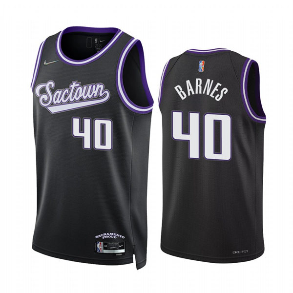 Mens Sacramento Kings #40 Harrison Barnes Diamond Nike Black 2021-22 75th City Edition Jersey