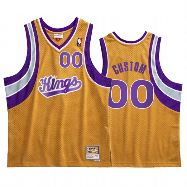 Mens Youth Sacramento Kings Custom Mitchell & Ness Gold 2005-06 Hardwood Classics Throwback Jersey 