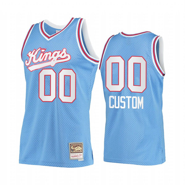 Mens Youth Sacramento Kings Custom Mitchell & Ness Light Blue 2005-06 Hardwood Classics Throwback Jersey 