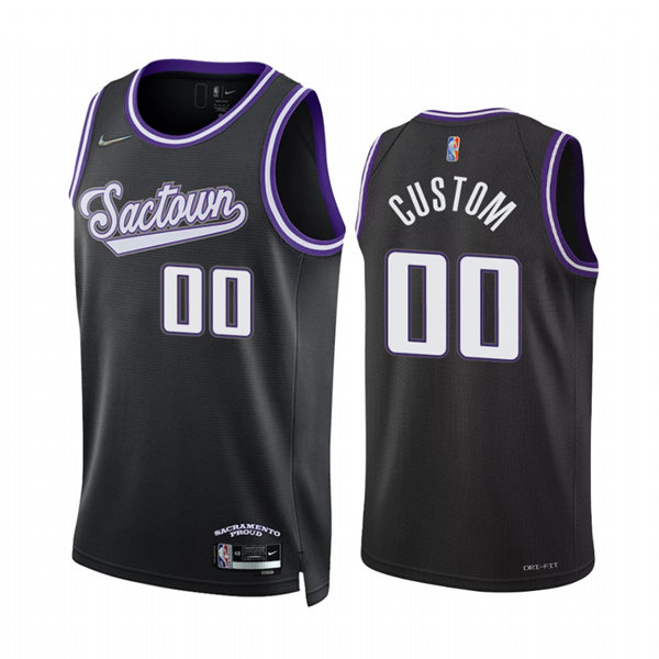 Mens Youth Sacramento Kings Custom Diamond Nike Black 2021-22 NBA75th City Edition Jersey