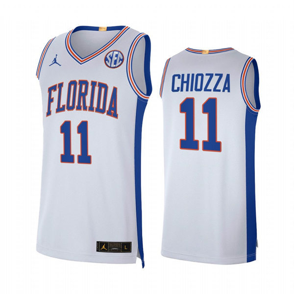 Mens Youth Florida Gators #11 Chris Chiozza 2021-22 White Retro Florida College Basketball Jersey