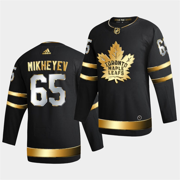 Men's Toronto Maple Leafs #65 Ilya Mikheyev 2021 Black Golden Edition Limited Jersey