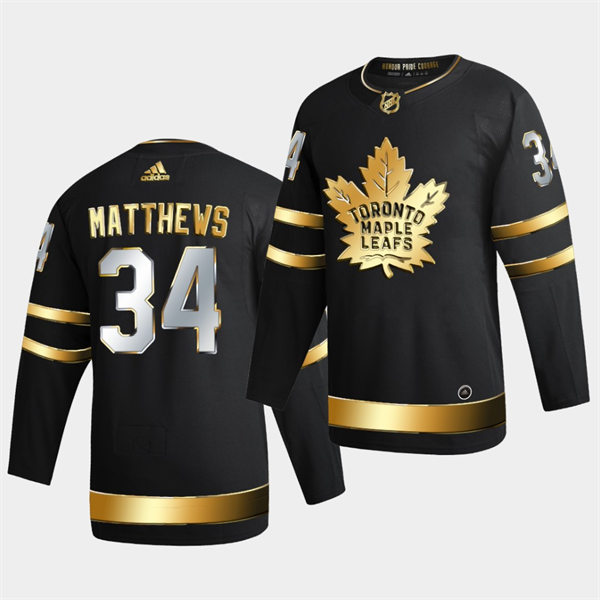 Men's Toronto Maple Leafs #34 Auston Matthews 2021 Black Golden Edition Limited Jersey