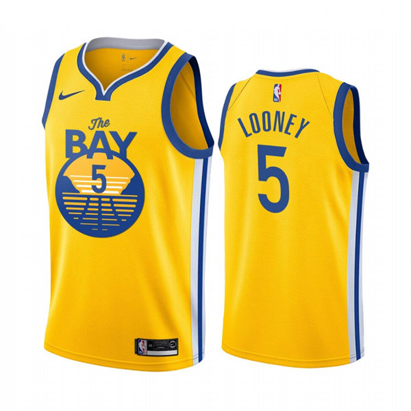 Mens Golden State Warriors #5 Kevon Looney Gold 2021-22 NBA 75th Anniversary Statement Edition Jersey