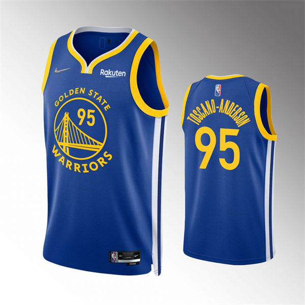 Mens Golden State Warriors #95 Juan Toscano-Anderson Royal 2021-22 75th Anniversary Icon Edition Jersey