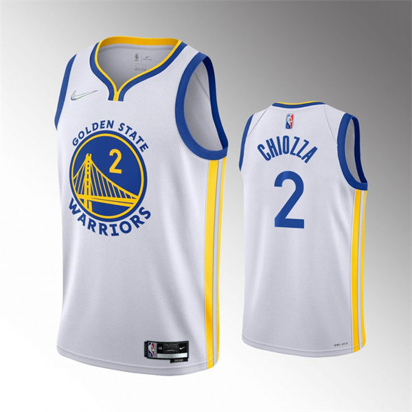 Mens Golden State Warriors #2 Chris Chiozza White 2021-22 75th Anniversary Association Edition Jersey