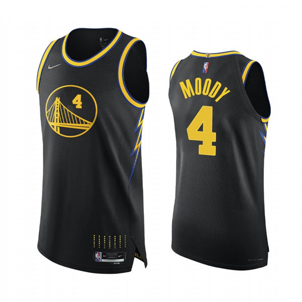 Mens Golden State Warriors #4 Moses Moody Black 2021-22 Diamond Nike City Edition Jersey