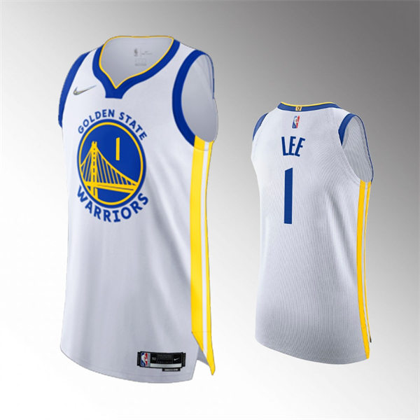 Mens Golden State Warriors #1 Damion Lee White 2021-22 75th Anniversary Association Edition Jersey