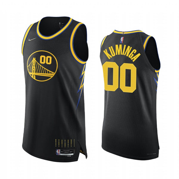 Mens Golden State Warriors #00 Jonathan Kuminga Black 2021-22 Diamond Nike City Edition Jersey