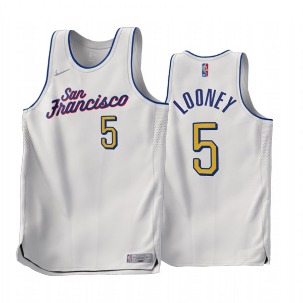 Mens Golden State Warriors #5 Kevon Looney 2022-23 White Earned Edition Jersey