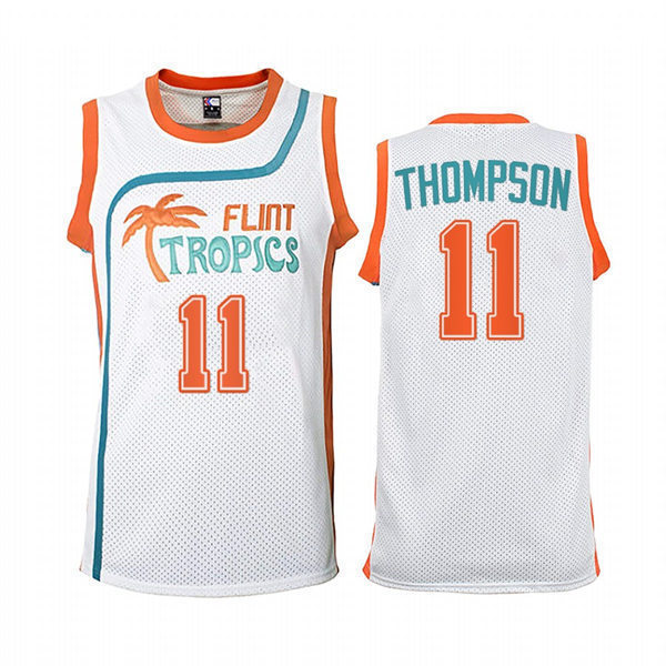 Mens Golden State Warriors #11 Klay Thompson Flint Tropics Film Basketball Jersey White