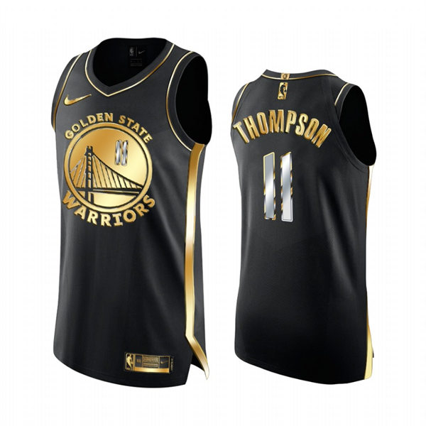 Mens Golden State Warriors #11 Klay Thompson 2021 Black Golden Edition Limited Jersey