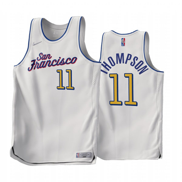 Mens Golden State Warriors #11 Klay Thompson 2022-23 White Earned Edition Jersey