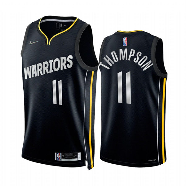 Mens Golden State Warriors #11 Klay Thompson Black 2022 Select Series Jersey