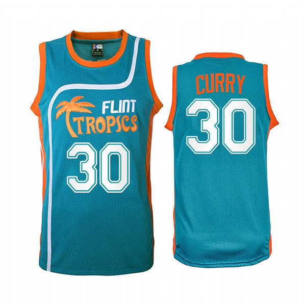 Mens Golden State Warriors #30 Stephen Curry Flint Tropics Film Basketball Jersey Teal Green
