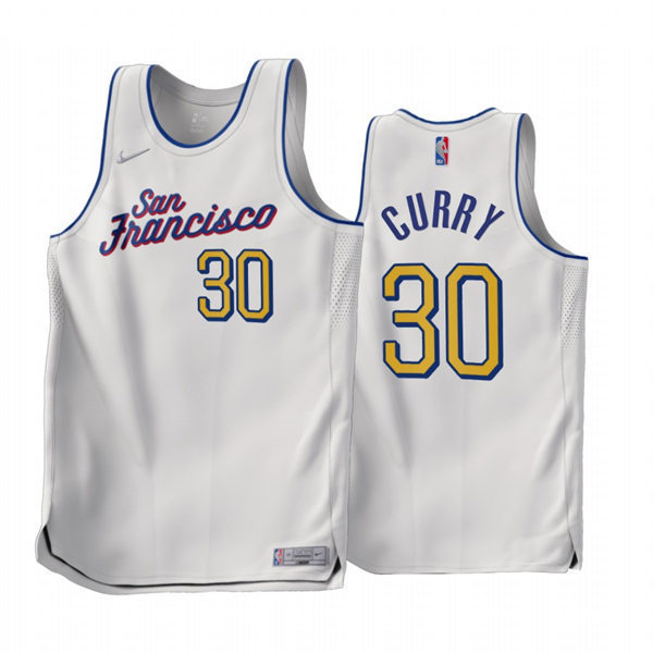 Mens Golden State Warriors #30 Stephen Curry 2022-23 White Earned Edition Jersey