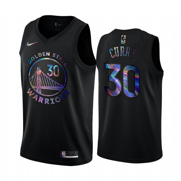 Mens Golden State Warriors #30 Stephen Curry Nike 2021 Black Iridescent Limited Jersey