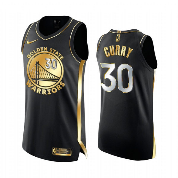 Mens Golden State Warriors #30 Stephen Curry 2021 Black Golden Edition Limited Jersey