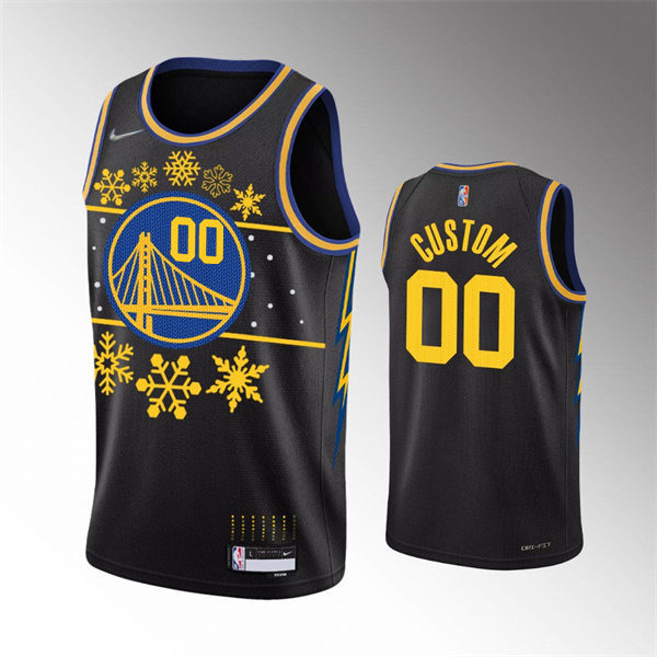 Mens Youth Golden State Warriors Custom Black 2021 NBA 75th Christmas Gift Jersey